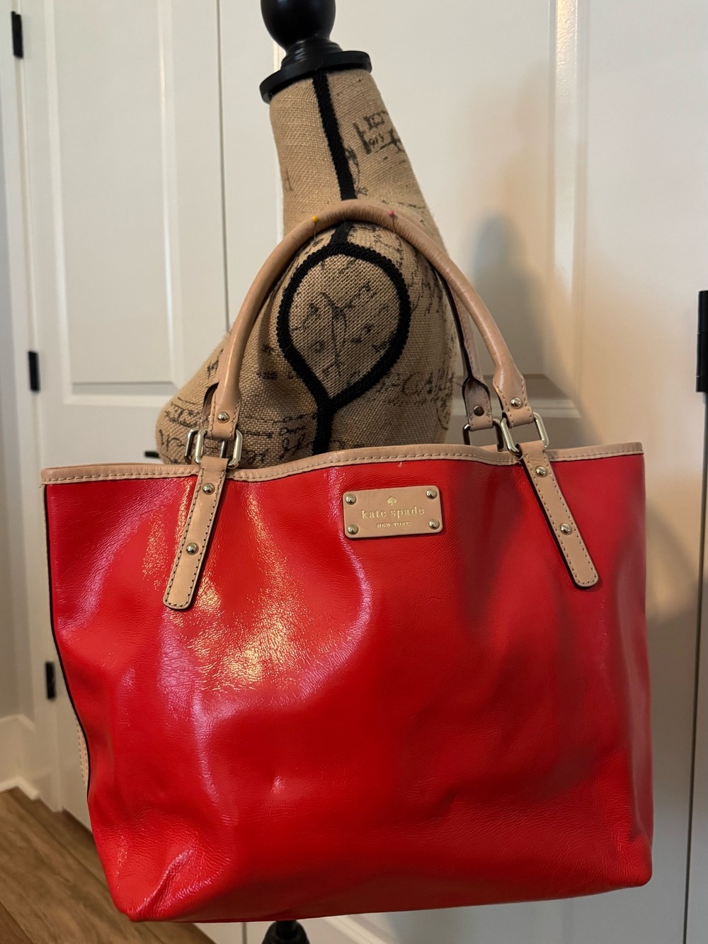 Vintage Y2K Kate Spade New York Orange Red Shoulder Bag with Leather Handles